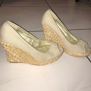 Express tan espadrille wedges size 10